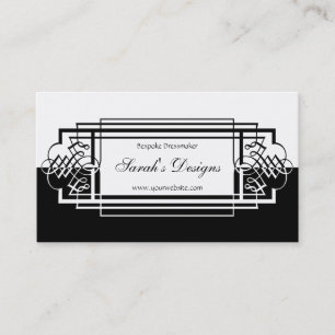 Tarjeta De Visita Diseño blanco y negro elegante de la voluta de la