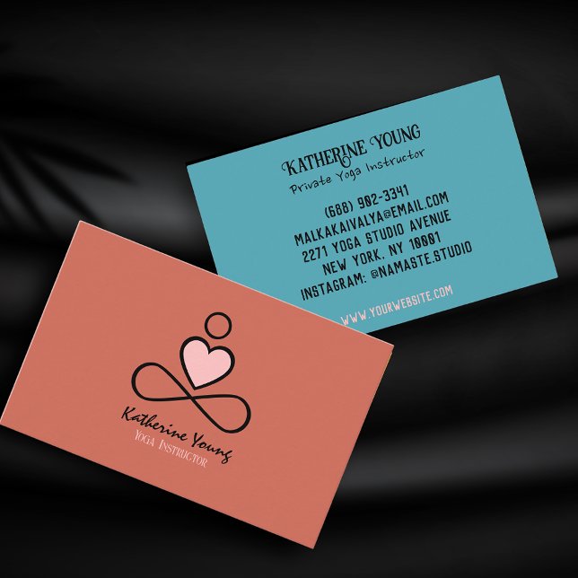 Tarjeta De Visita Diseño cardíaco mínimo Naranja instructor de yoga  (Subido por el creador)