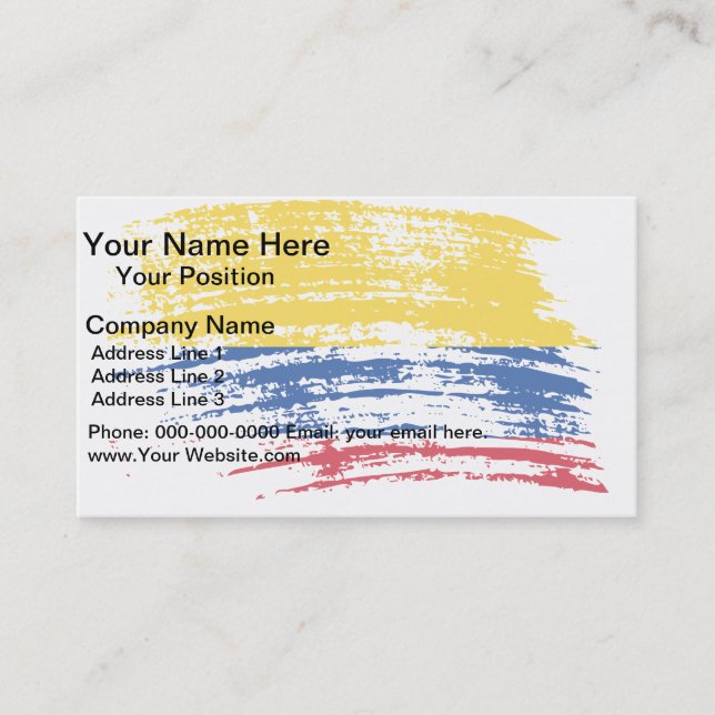 Tarjeta De Visita Diseño colombiano fresco de la bandera (Anverso)