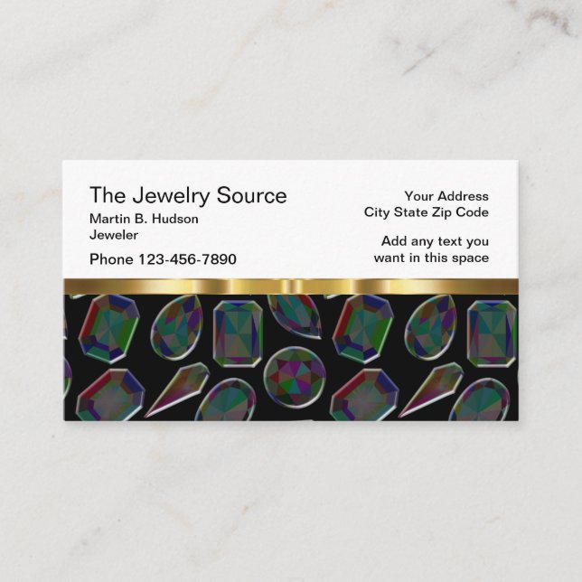 Tarjeta De Visita Diseño con clase del negocio de la joyería (Anverso)