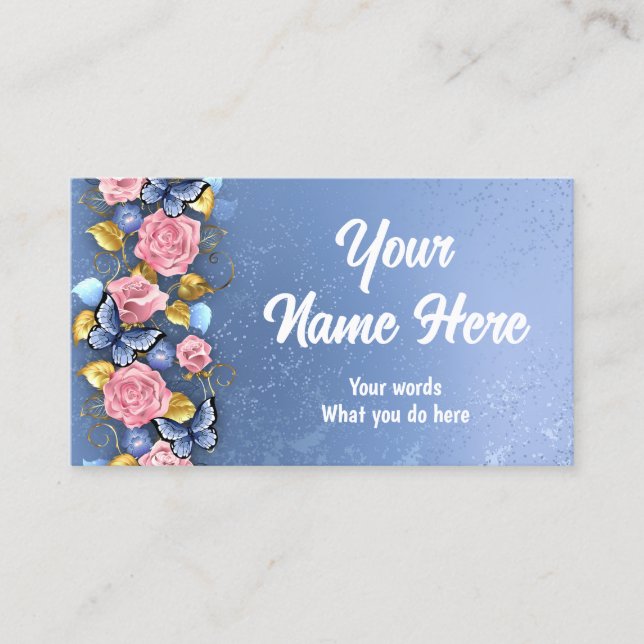 Tarjeta De Visita Diseño con rosas rosa (Anverso)