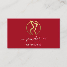 Tarjeta De Visita Diseño corporal Escultura Masaje Logotipo de oro Q