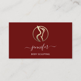 Tarjeta De Visita Diseño corporal Escultura Masaje Logotipo de oro Q