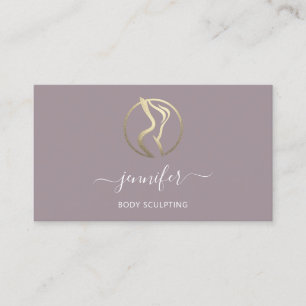 Tarjeta De Visita Diseño corporal Escultura Masaje Logotipo de oro Q