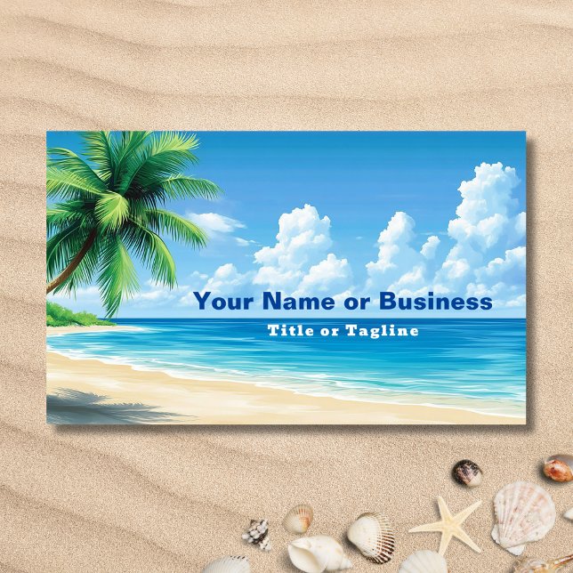 Tarjeta De Visita Diseño costero de palmeras de playa tropical (Front - Tropical Beach Palm Tree Coastal Design Business Card)