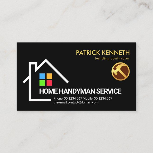 Tarjeta De Visita Diseño creativo de marco Handyman Roofing (Anverso)