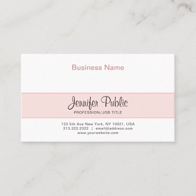 Tarjeta De Visita Diseño creativo profesional elegante rosa moderno (Anverso)