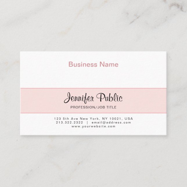 Tarjeta De Visita Diseño creativo profesional elegante rosa moderno (Anverso)