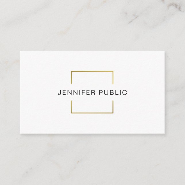 Tarjeta De Visita Diseño creativo profesional y moderno Gold White (Anverso)