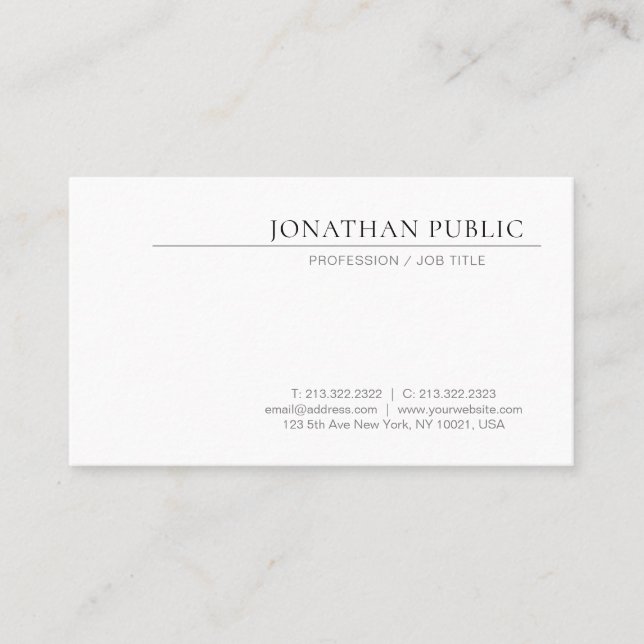 Tarjeta De Visita Diseño creativo y elegante Limpio Llanura de moda  (Anverso)