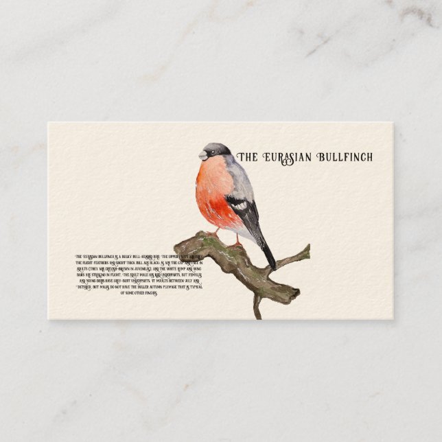 Tarjeta De Visita Diseño de acuarela Ave Bufino (Anverso)