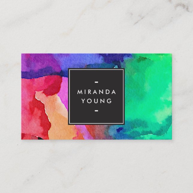 Tarjeta De Visita Diseño de acuarela brillante y audaz Resumen II (Anverso)
