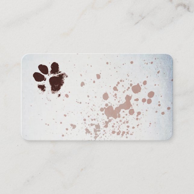 Tarjeta De Visita diseño de acuarela de la huella del perro sepia (Anverso)