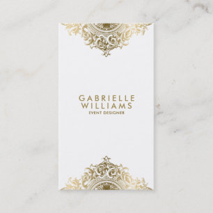 Tarjeta De Visita Diseño de adorno dorado femenino ornamentado
