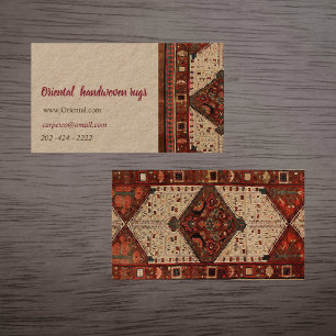 Tarjeta De Visita diseño de alfombra oriental en rojo y crema