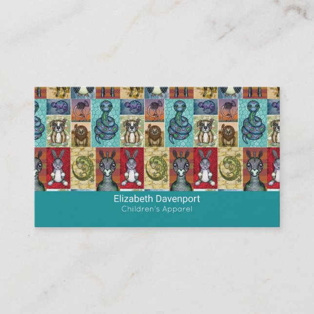 Tarjeta De Visita Diseño de arte folclórico de la colección animal (Anverso)