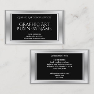 Tarjeta De Visita Diseño de Arte Gráfico Moderno Elegante Plata Negr