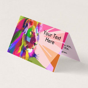 Tarjeta De Visita Diseño de arte pop prismático colorido de león