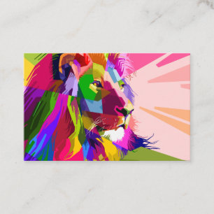Tarjeta De Visita Diseño de arte pop prismático colorido de león-625