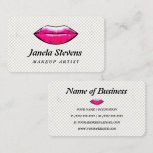 Tarjeta De Visita Diseño de Artista de Maquillaje de Labios Rosados