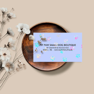 Tarjeta De Visita Diseño de aseo de mascotas caninas lila púrpura