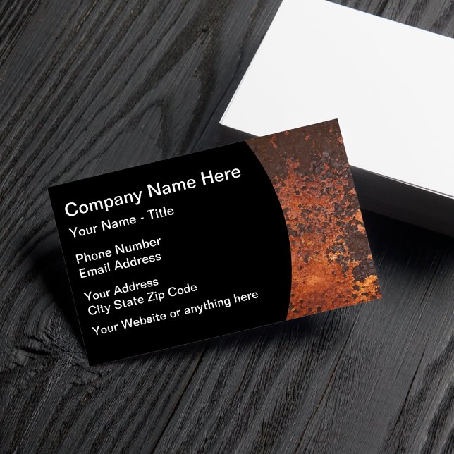 Tarjeta De Visita Diseño de aspecto de óxido industrial (Rusted Industrial Construction Business Cards by CustomBusinessTemplates)