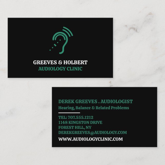 Tarjeta De Visita Diseño de Ayuda Auditiva, Audiólogo, Clínica Audio (Anverso / Reverso)