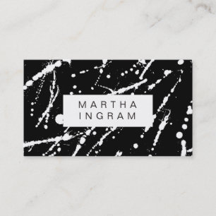 Tarjeta De Visita Diseño de bandeja abstracta en blanco y negro negr
