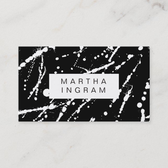 Tarjeta De Visita Diseño de bandeja abstracta en blanco y negro negr (Anverso)