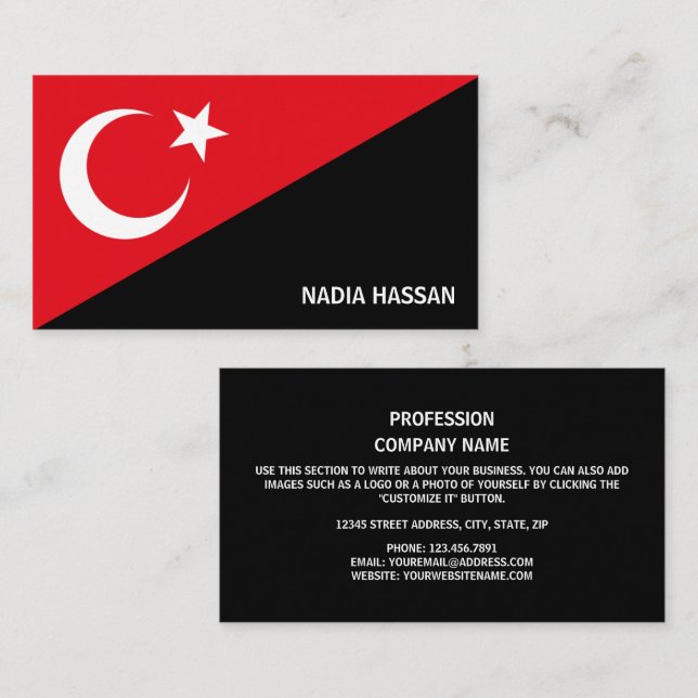 Tarjeta De Visita Diseño de bandera turca, bandera de Turquía (Anverso / Reverso)