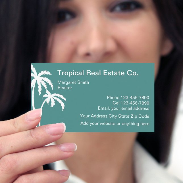 Tarjeta De Visita Diseño de bienes raíces tropicales (Subido por el creador)