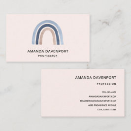Tarjeta De Visita Diseño de boho arcoiris azul y rosa