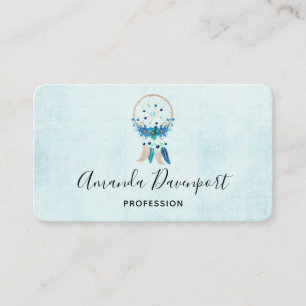 Tarjeta De Visita Diseño de Boho estilo Blue Dreamcatcher