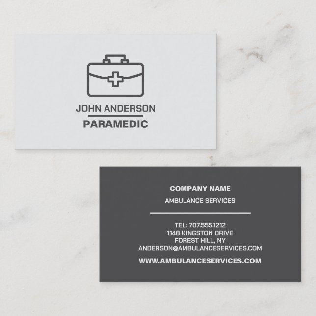 Tarjeta De Visita Diseño de bolsa médica, EMT, paramédico (Anverso / Reverso)