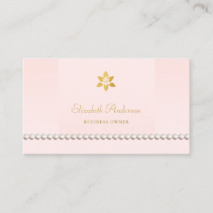 Tarjeta De Visita Diseño de borde de perla rosa rubor
