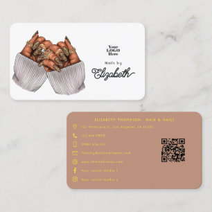 Tarjeta De Visita Diseño de Branding de Salón de Uñas con Estampado