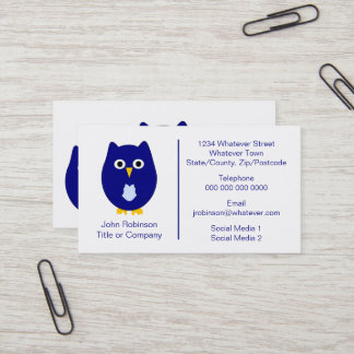 Tarjeta De Visita Diseño de búho azul