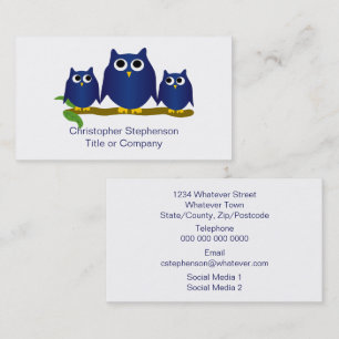 Tarjeta De Visita Diseño de búhos azules