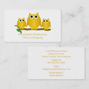 Tarjeta De Visita Diseño de búhos de oro