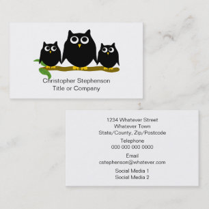 Tarjeta De Visita Diseño de búhos negros