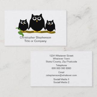 Tarjeta De Visita Diseño de búhos negros