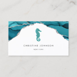 Tarjeta De Visita diseño de caballitos de mar azules