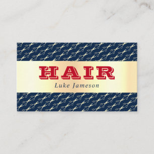 Tarjeta De Visita Diseño de cabello Guay Gold y Vintage Red Typograp