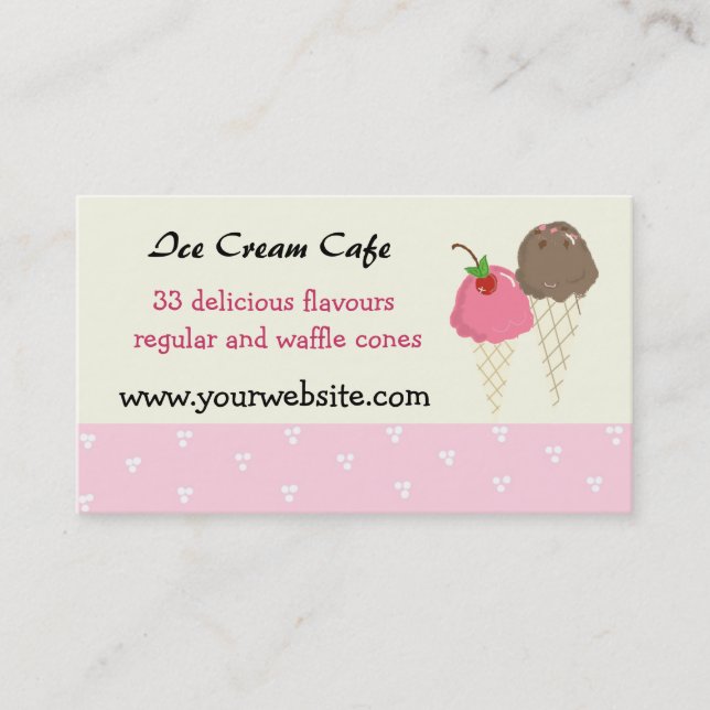 Tarjeta De Visita Diseño de Cafetería de Helados (Anverso)