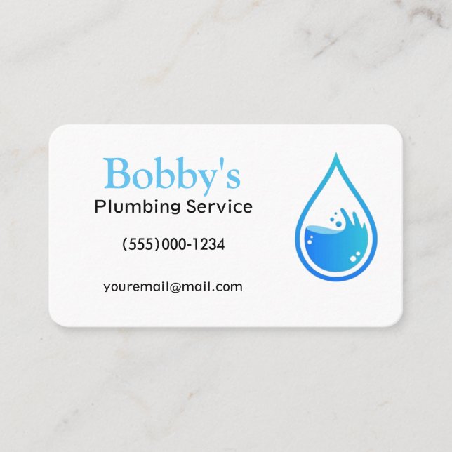 Tarjeta De Visita Diseño de caídas de agua del servicio de fontanerí (Anverso)