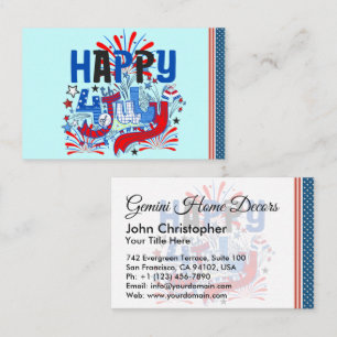 Tarjeta De Visita Diseño de Celebración Patriótica del 4 de Julio Fe