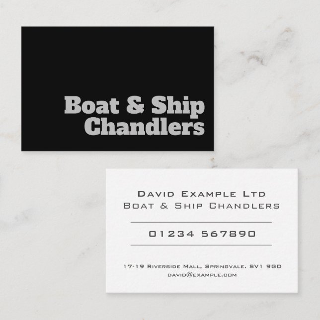 Tarjeta De Visita Diseño de Chandlers de Barcos y Buques en Negrita  (Anverso / Reverso)