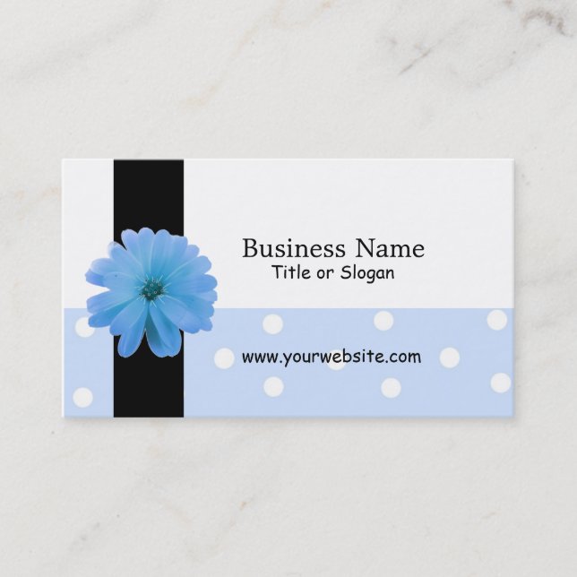 Tarjeta De Visita Diseño de cinta negra de flor azul (Anverso)