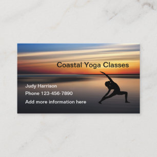 Tarjeta De Visita Diseño de clase de yoga Beach Sunset