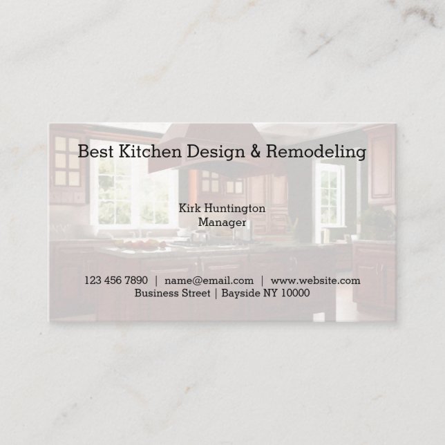Tarjeta De Visita Diseño De Cocina Y Remodelación (Anverso)